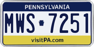 PA license plate MWS7251
