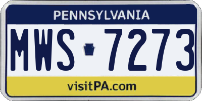 PA license plate MWS7273