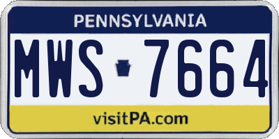 PA license plate MWS7664