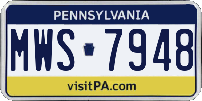 PA license plate MWS7948