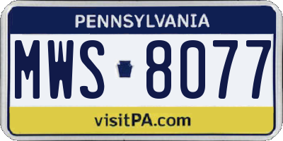 PA license plate MWS8077