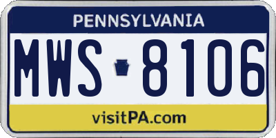 PA license plate MWS8106