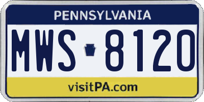 PA license plate MWS8120