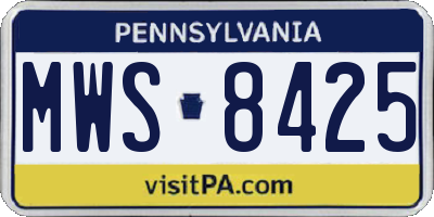 PA license plate MWS8425