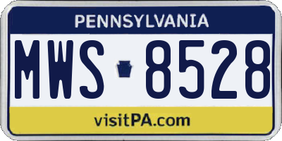 PA license plate MWS8528