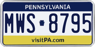 PA license plate MWS8795