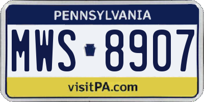PA license plate MWS8907