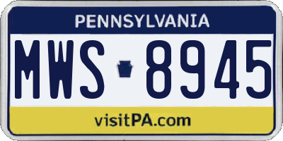 PA license plate MWS8945