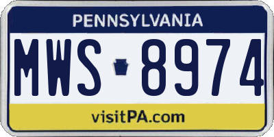 PA license plate MWS8974