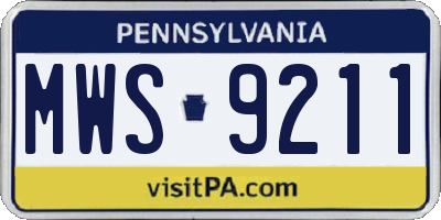 PA license plate MWS9211