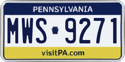 PA license plate MWS9271