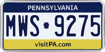 PA license plate MWS9275