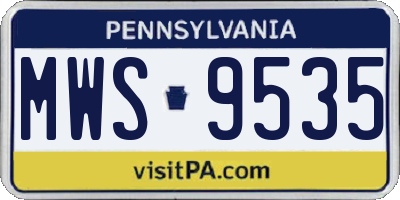 PA license plate MWS9535
