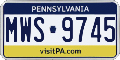 PA license plate MWS9745