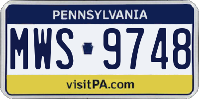 PA license plate MWS9748