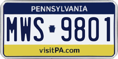PA license plate MWS9801