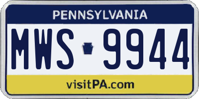 PA license plate MWS9944
