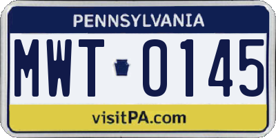 PA license plate MWT0145