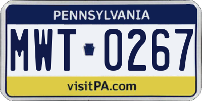 PA license plate MWT0267