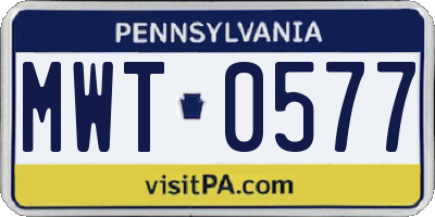 PA license plate MWT0577