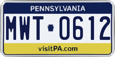 PA license plate MWT0612