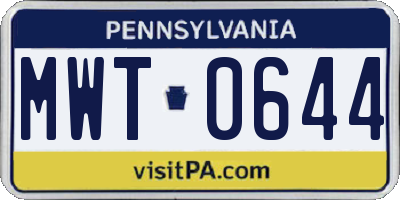 PA license plate MWT0644