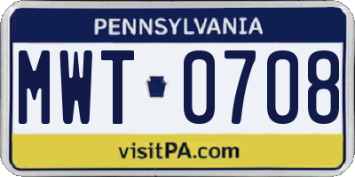 PA license plate MWT0708
