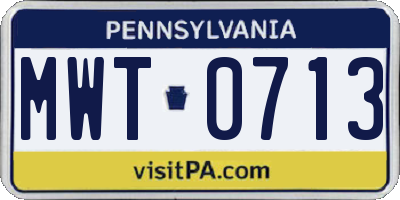 PA license plate MWT0713