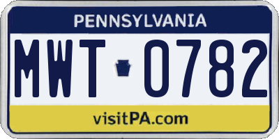 PA license plate MWT0782