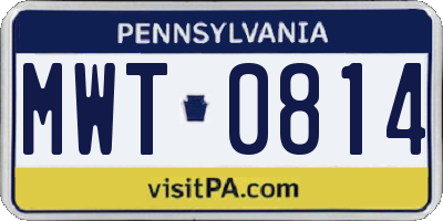 PA license plate MWT0814