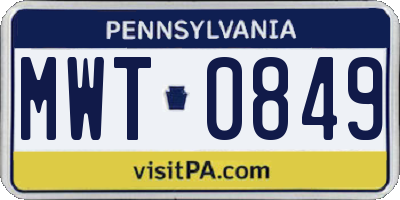 PA license plate MWT0849