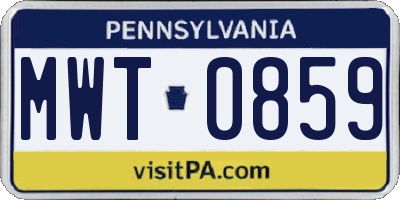 PA license plate MWT0859