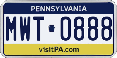 PA license plate MWT0888