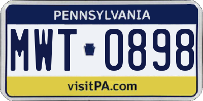 PA license plate MWT0898