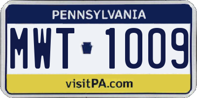 PA license plate MWT1009
