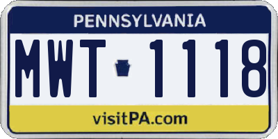 PA license plate MWT1118