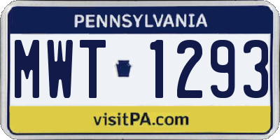 PA license plate MWT1293