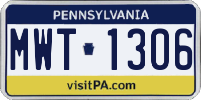 PA license plate MWT1306