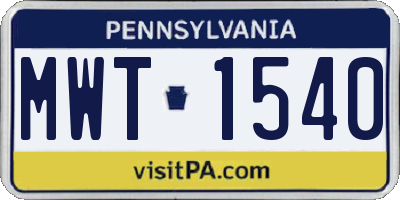 PA license plate MWT1540