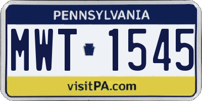PA license plate MWT1545