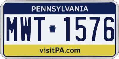 PA license plate MWT1576