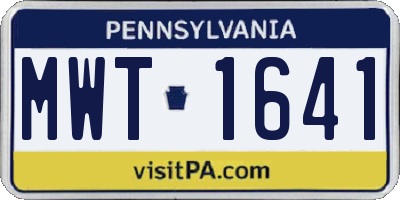 PA license plate MWT1641