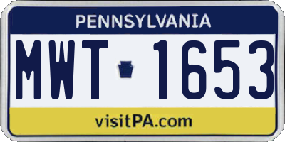 PA license plate MWT1653