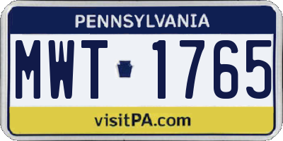PA license plate MWT1765