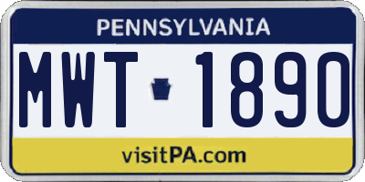 PA license plate MWT1890