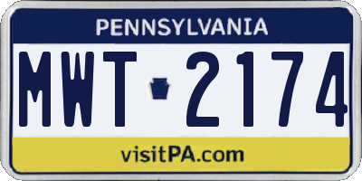 PA license plate MWT2174
