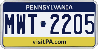 PA license plate MWT2205