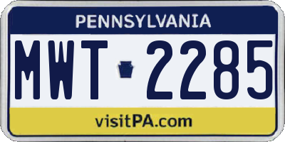 PA license plate MWT2285