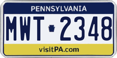 PA license plate MWT2348
