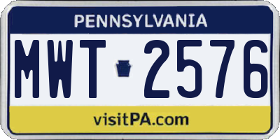 PA license plate MWT2576
